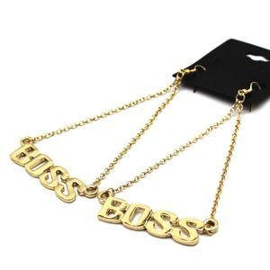 New Gold Boss Statement Dangle Earring Accesory